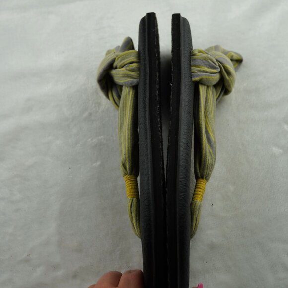 Sanuk Yoga Sling 2 Sandals Gray Yellow Striped‎ Size 10 - Picture 6 of 8